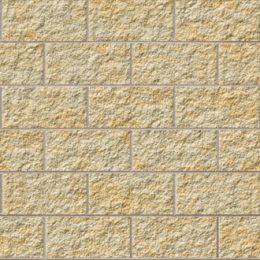 The GB Split Face Sydney Blend features a textured wall design with rectangular stone bricks in a mix of beige and light brown shades. Each brick has a slightly rough, uneven surface, and the grout lines between them are thin and gray.