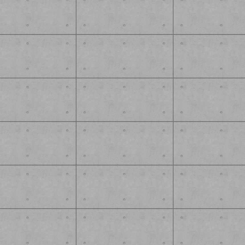 A close-up view of the Innova Montage Concrete Rectangular with Circle 16mm panels displays a grid pattern, with each large rectangular panel featuring a smooth surface and four visible bolts at the corners. The panels showcase a light grey color with a slightly textured appearance.