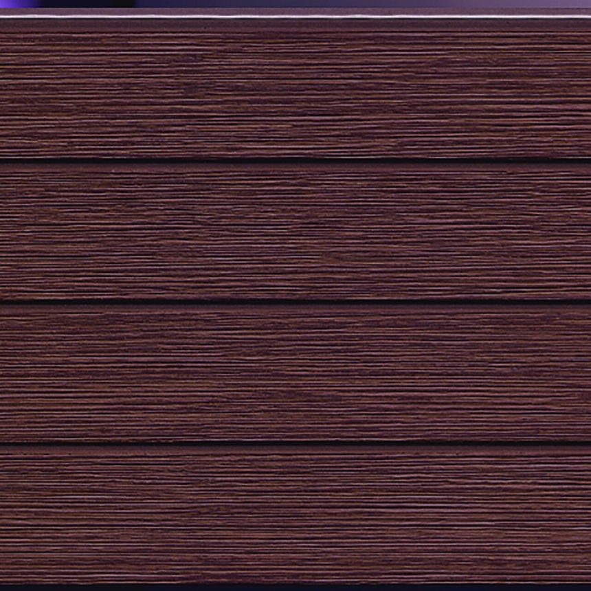 Close-up of Innova Montage Woodgrain Dark Mahogany planks with rich, textured surfaces. The four horizontal planks align side by side, forming a seamless pattern.