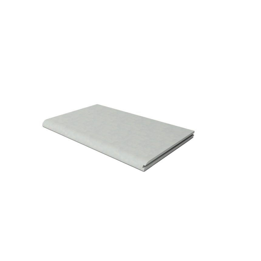 A Nuline™ Plus Plank Bullnose in light grey with a plain cover is placed on a white background.