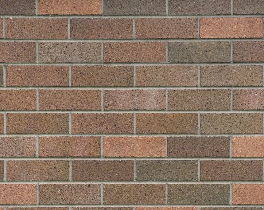 A close-up view of the brick wall showcases architectural elegance with its Architectural Dark Cream bricks, arranged meticulously in a horizontal pattern and exhibiting various shades of brown. The speckled textures add a rustic, weathered charm to the composition.