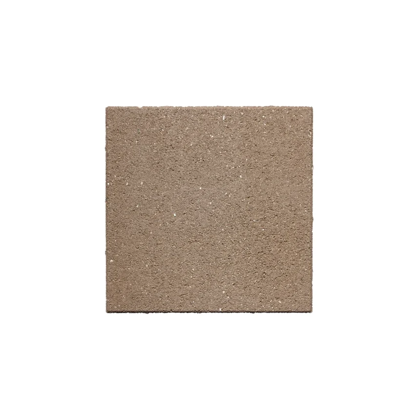 The Oakdale Shotblast Cumberland paver features a square shape, a textured surface, and a muted brown hue reminiscent of Cumberland's natural tones, all set against a plain white backdrop.