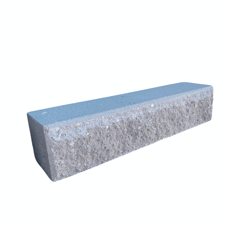 The Broughton Garden Edge Bushrock concrete block features a rough-textured face and smooth top, displayed against a white background.