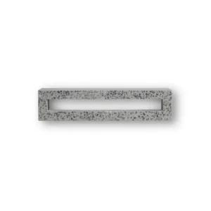A rectangular, hollow GB Breeze Blocks linear Nickel piece with smooth edges and a speckled gray finish is displayed on a plain white background.