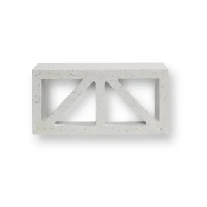 The GB Breeze Blocks Wedge Nickel is a single white concrete cinder block featuring two vertical and two diagonal openings, shown against a plain white background.