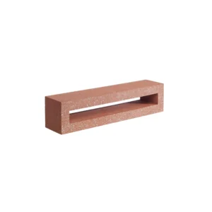 The GB Breeze Blocks Linear Pottery is a rectangular red brick with a central horizontal slot, creating a hollow space reminiscent of pottery. It's displayed against a plain white background.