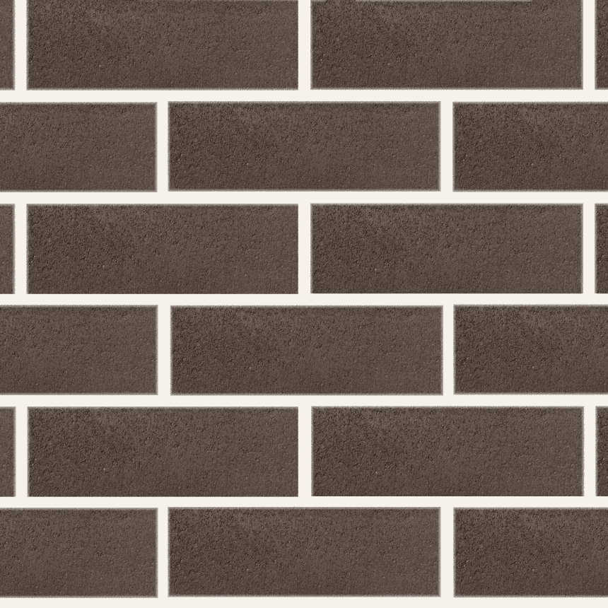 A close-up image showcases a brick wall composed of dark brown rectangular bricks in the Designer Smooth Mocca finish, with thin light grey mortar between them that forms a uniform pattern across the surface.