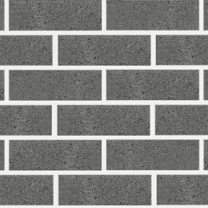 The Premium Smooth Ebony ECO features a uniform pattern of horizontal rows with rectangular bricks. The surface is characterised by a rough texture while maintaining a premium ebony shade. This consistent dark grey colour lends an eco-friendly vibe and provides a solid, sturdy appearance.