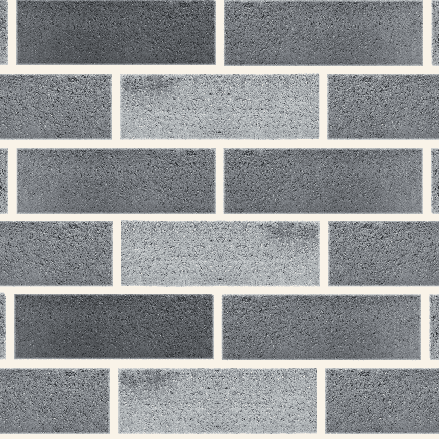 A close-up of a premium brick wall featuring uniformly arranged horizontal Premium Smooth Storm Grey ECO bricks, each with a slightly textured surface. The bricks appear evenly spaced with clear mortar lines in between, creating a regular pattern.