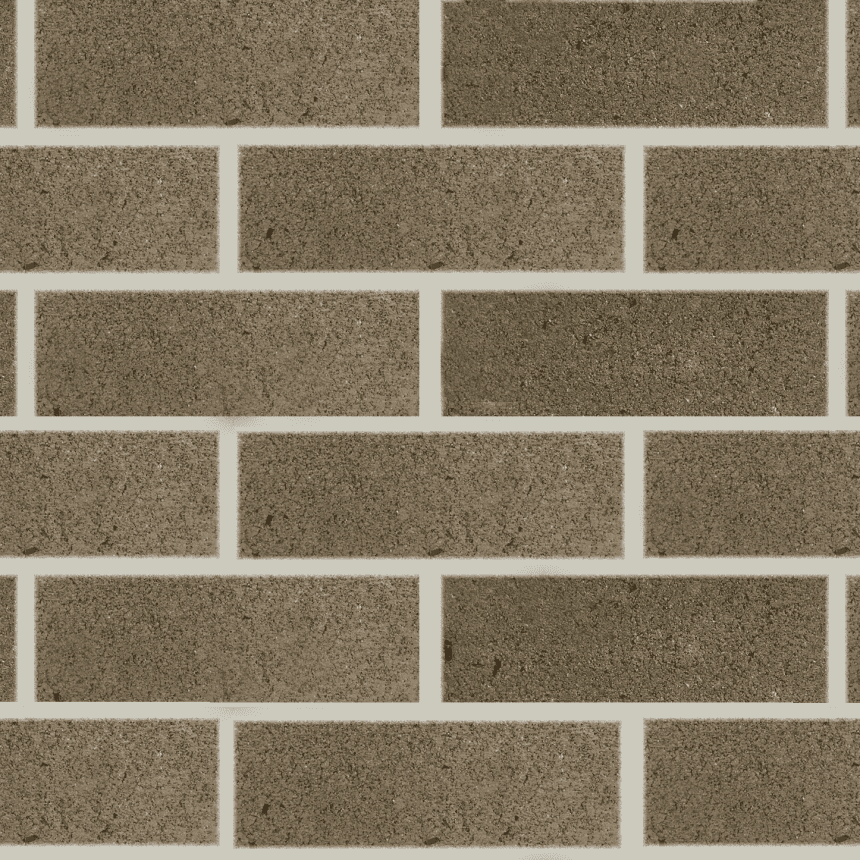 A wall designed with a pattern of tan and Premium Smooth Walnut ECO rectangular bricks laid in uniform horizontal rows, highlighted by white mortar. The bricks' slightly rough texture combines natural beauty with an eco-friendly aesthetic.