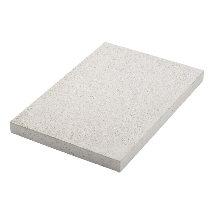 A Coralstone 600 Whitsundays cement board, rectangular and light grey with a smooth surface, is displayed against a plain white background. This model showcases its thickness and sturdiness, making it perfect for construction or building purposes.