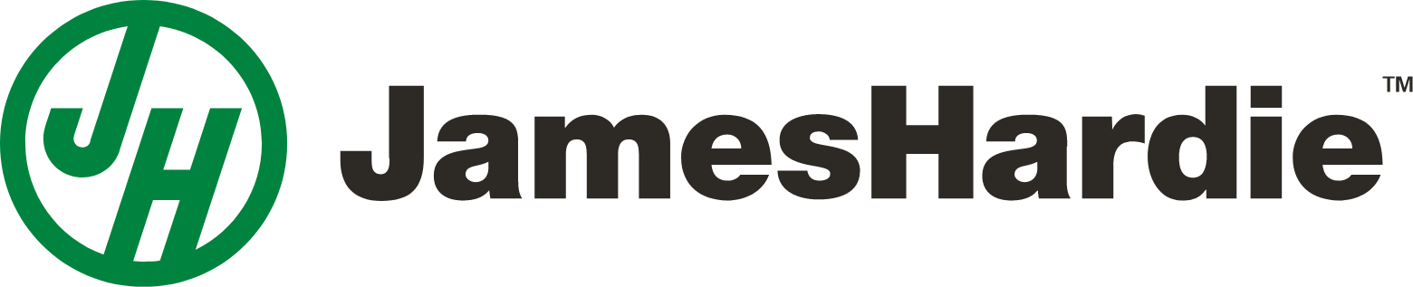 James Hardie logo featuring a green circular emblem with the initials “JH,” with “James Hardie” and “Innova Fibre Cement” in bold black letters to the right.